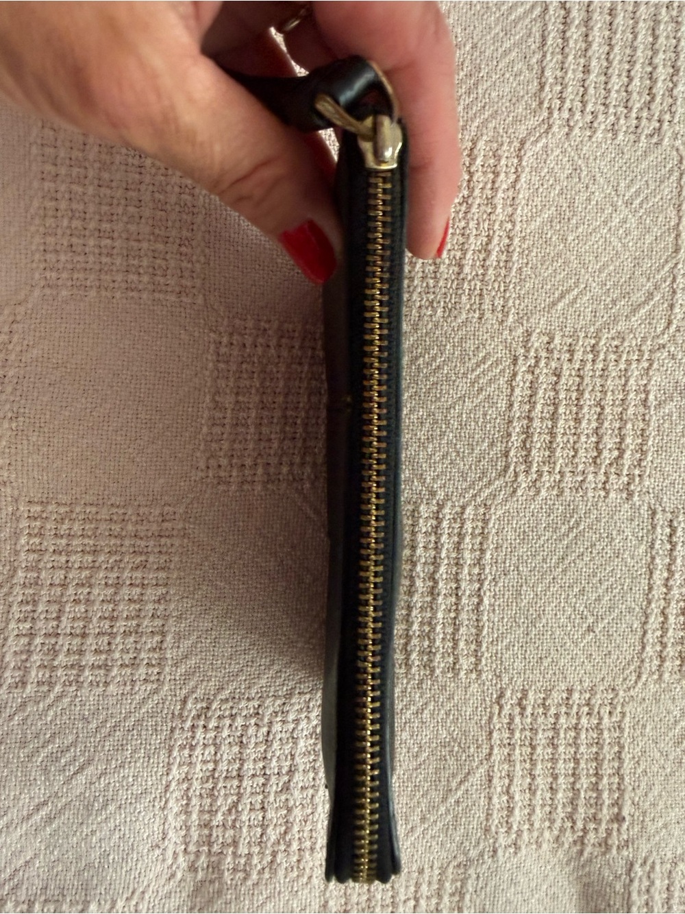 Coach Signature Brown & Black Canvas Leather Trim Wristlet Zip Pouch - Picture 4 of 7